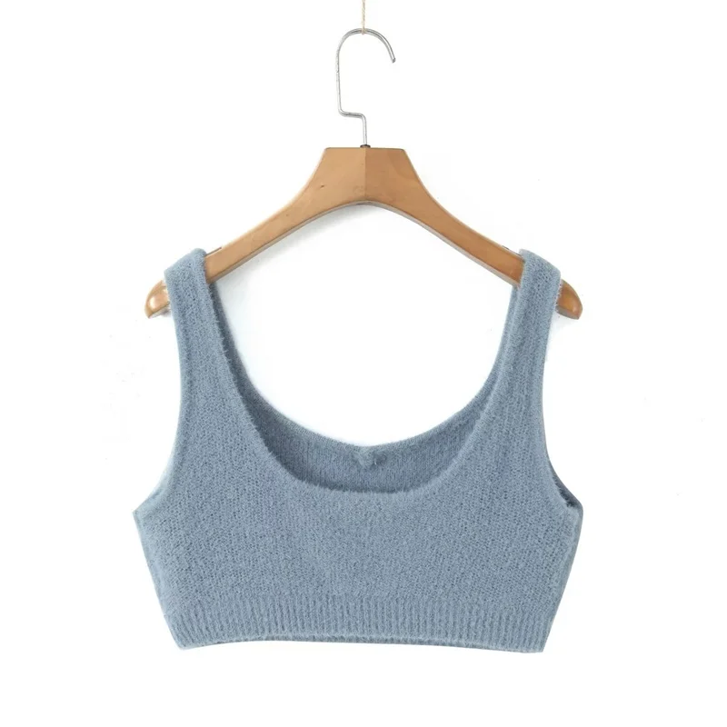 KEYANKETIAN Autumn New Women's Short Knit Vest Touch Soft Mohair Basic Stretch Crop Vest Tops Camis Tank Thin Corset