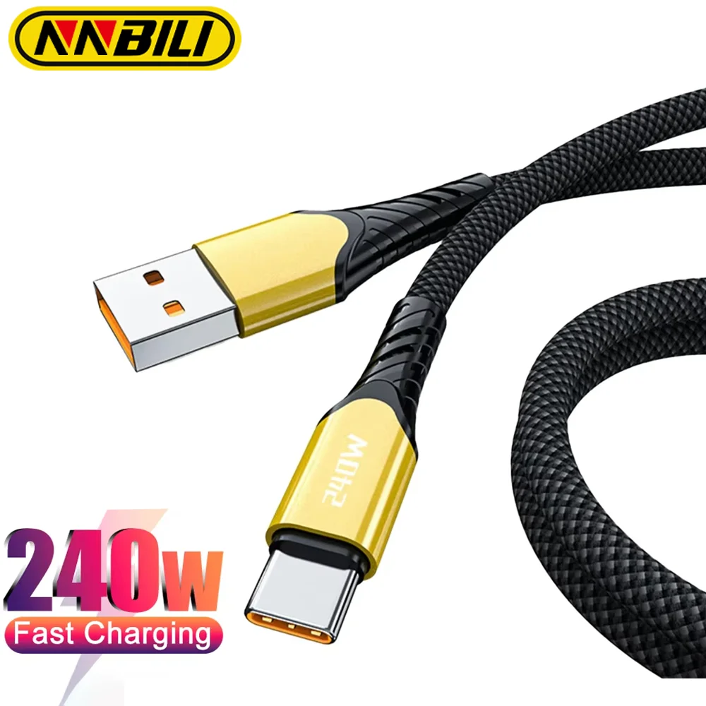 NNBILI Nylon Braided Type C Charger Cables 240W Fast Charging High-speed Data Transfer Data Wire for Android Samsung Xiaomi ﻿