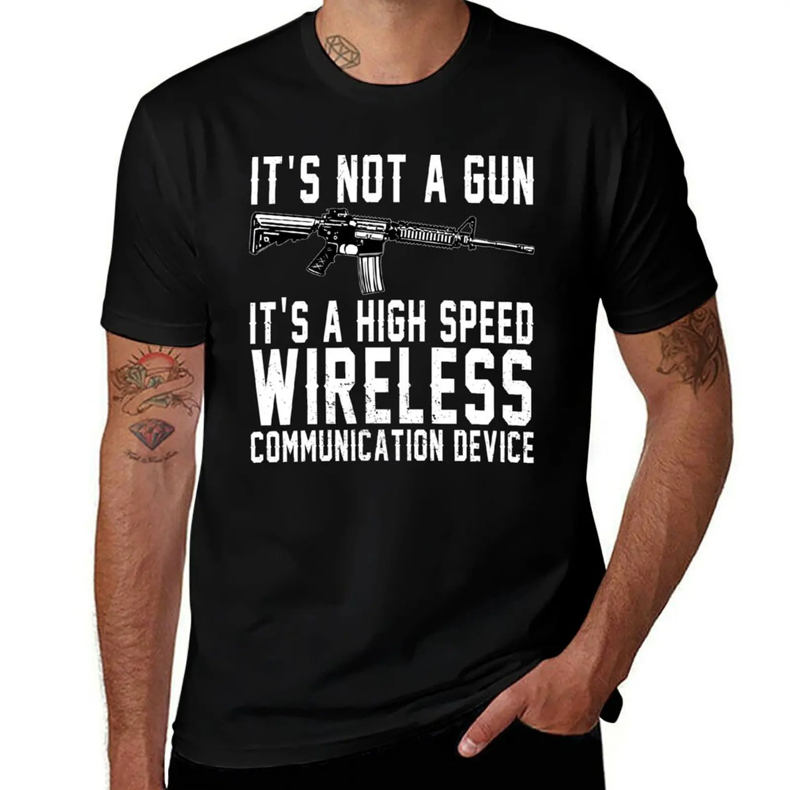 Not A Gun It's A High Speed Wireless Communication Device T-Shirt anime t shirts vintage mens workout shirts