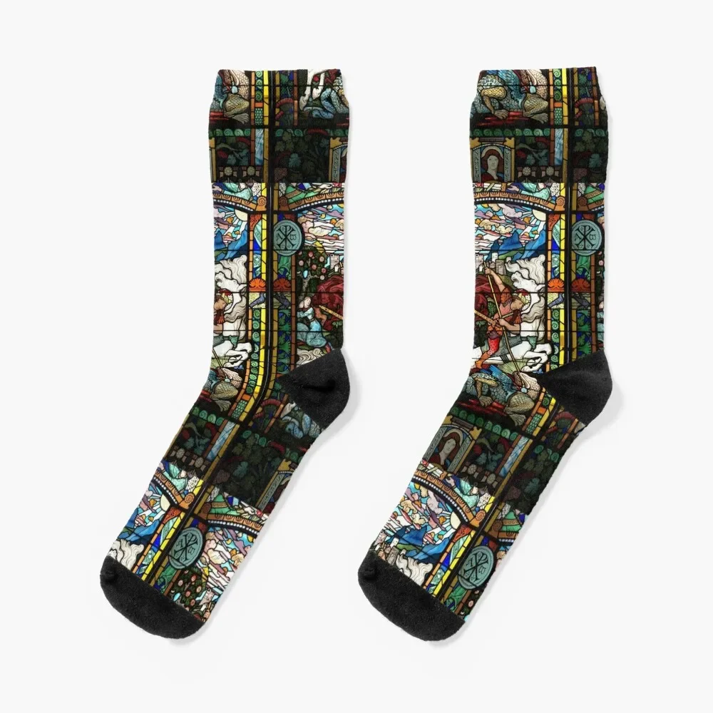 stained-glass window Socks bright garter New year's Ladies Socks Men's