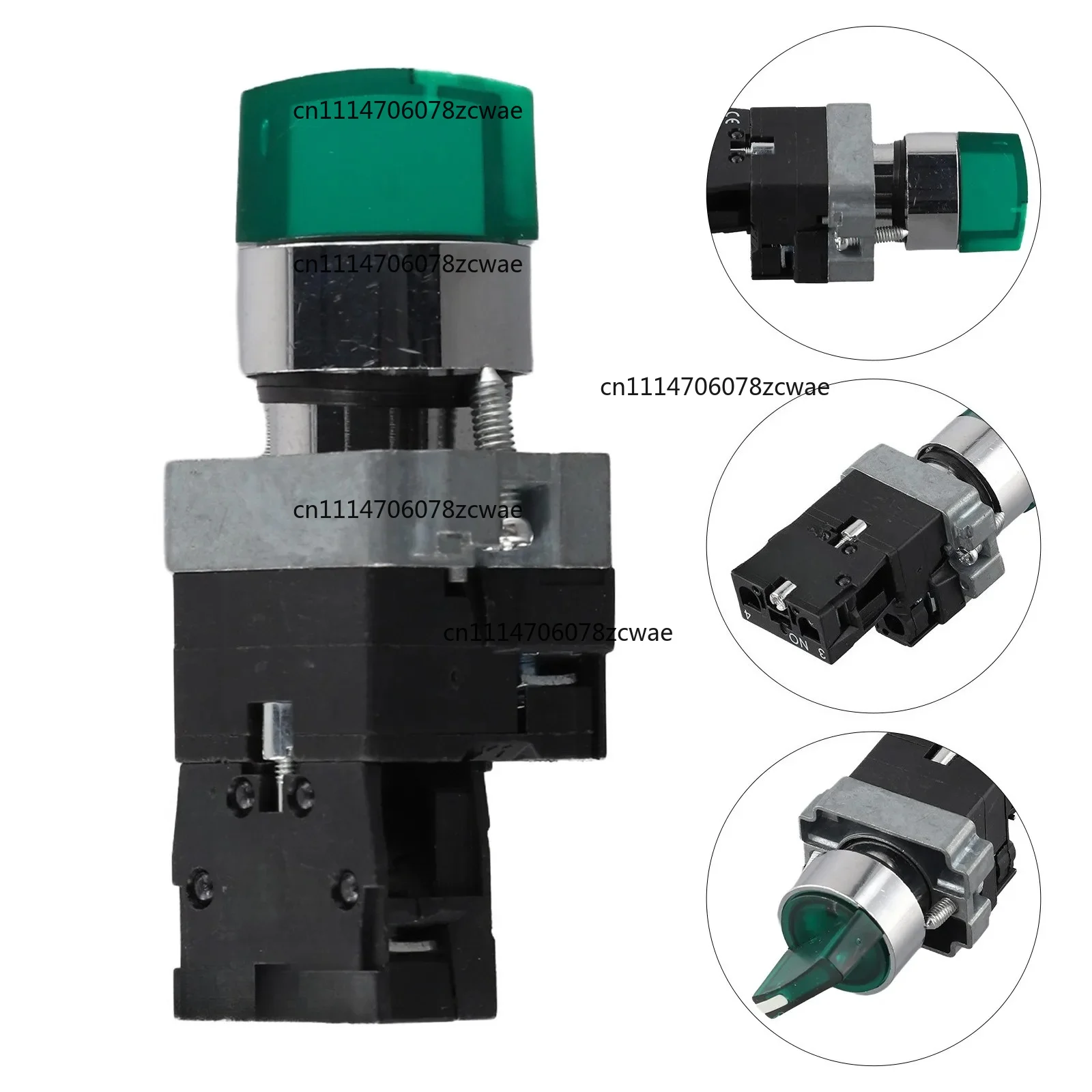 for XB2 Series 22MM 220V Knob Button Switch With Green LED Light Rotary Switch Self-lock ON OFF Plastic Shell Rotary Switch