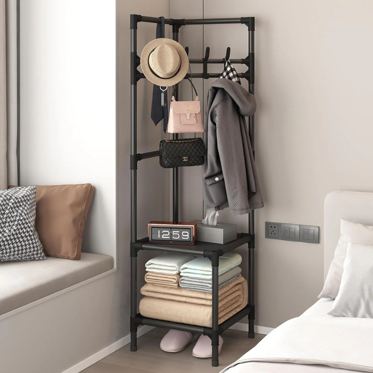 Coat racks Multi-functional Clothes Quilts Floor-Standing Storage Racks Household Bedchamber Corner Space-Saving Shelves