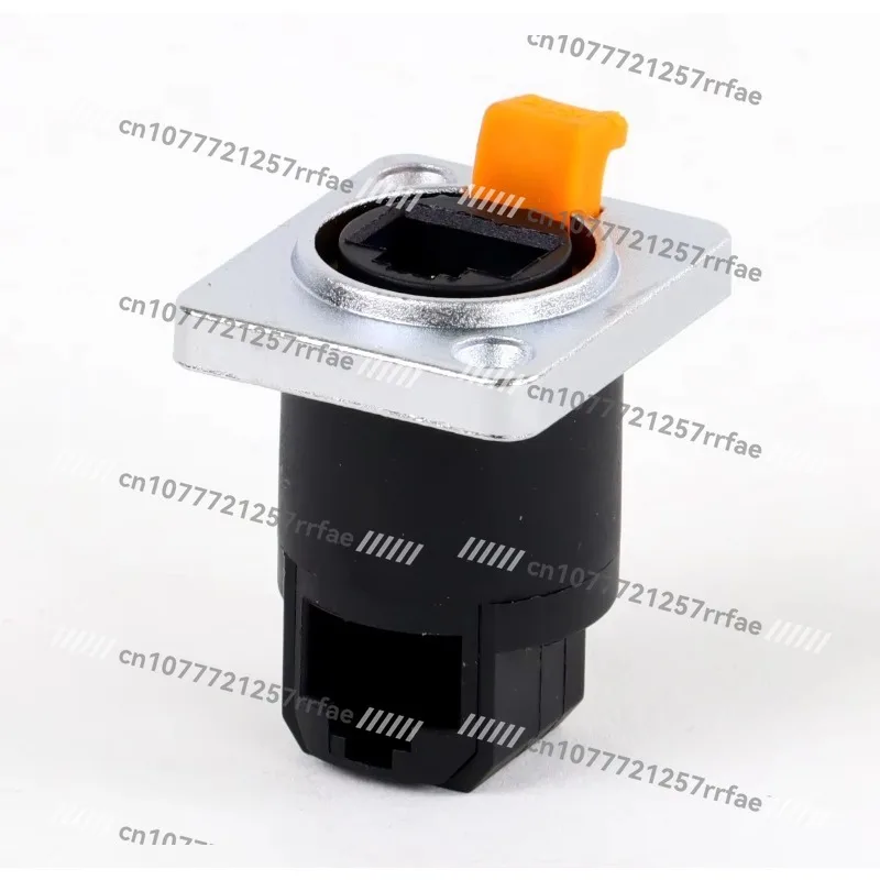 Outdoor Waterproof RJ45 Panel Mount Connector Type D Orange Push Lock, Ethernet Socket,