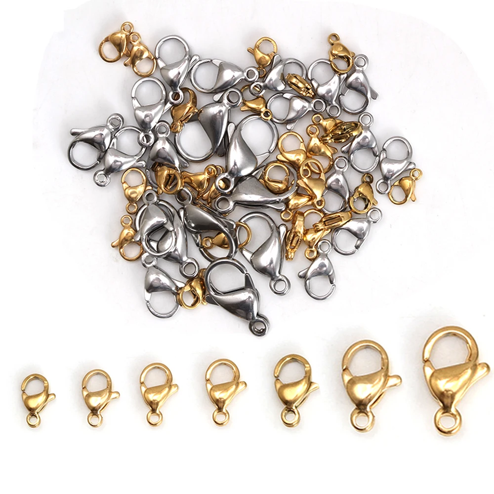 MEIBEADS 25pcs/lot Stainless Steel Lobster Clasp Hooks for Jewelry Making DIY Bracelet Necklace Chain Keychain Accessories