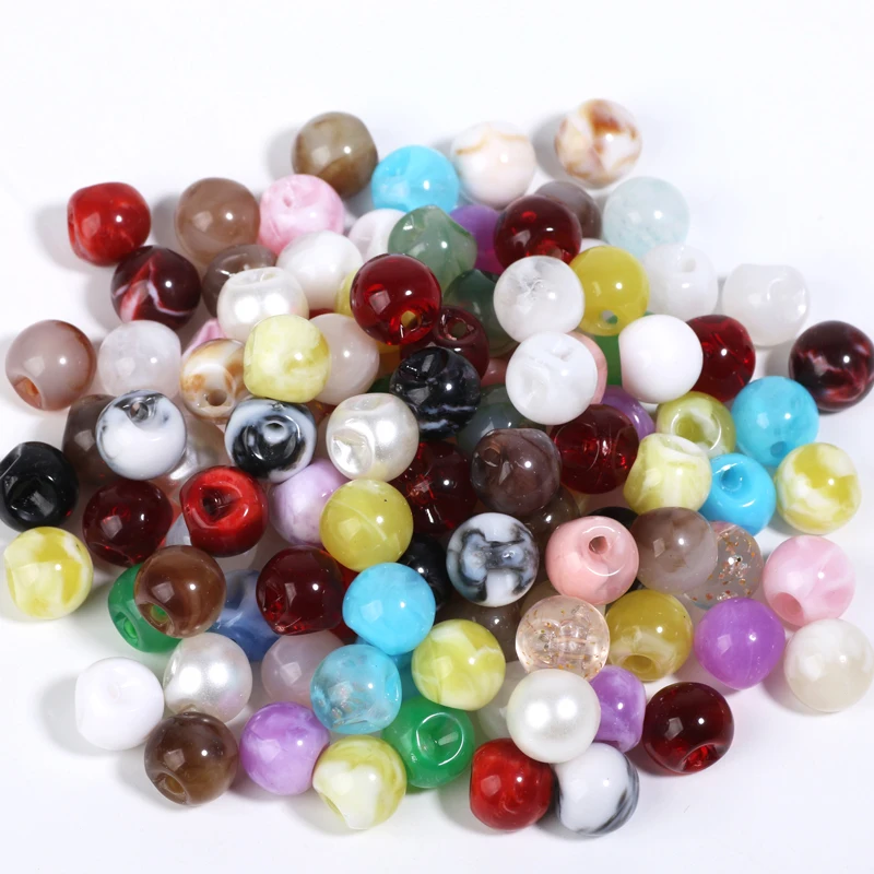 50 Stück 10 mm Imitationssteinperlen, Anhänger, bunte lose Acrylperlen für die Schmuckherstellung, DIY-Armband, Halskette, Ohrringe, Charms