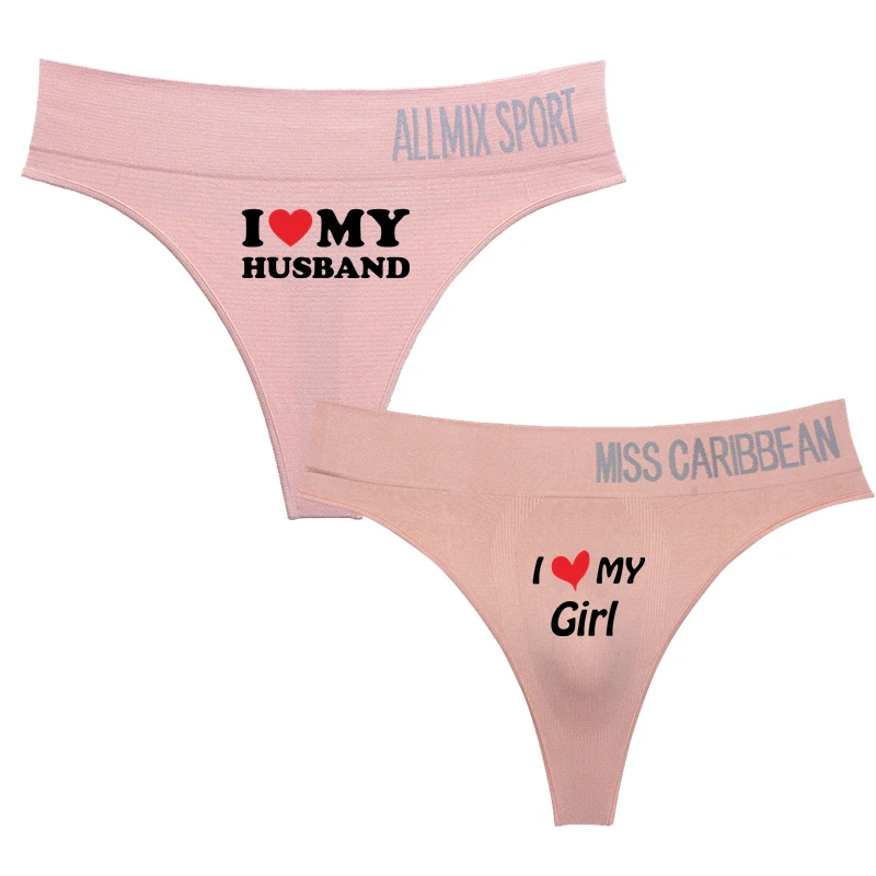 I LOVE MY Husband Hot Sexy Couples Panties Couples Lovers Cotton Underwear Homme Lingerie High-waist Sexy Panties Thong G String