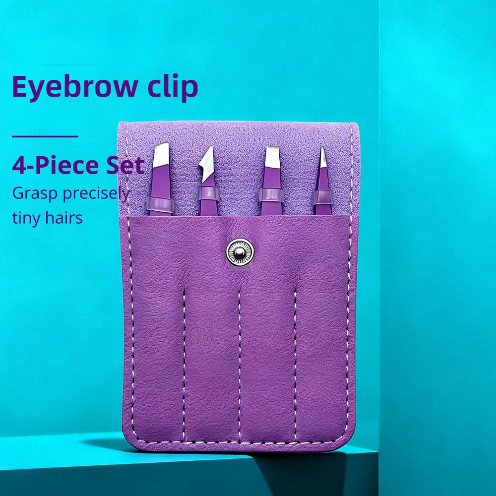 Ensemble de pincettes à sourcils en acier inoxydable, outils de maquillage pour Application de faux cils, façonnage des sourcils, épissage de la barbe, cadeaux, 4 pièces