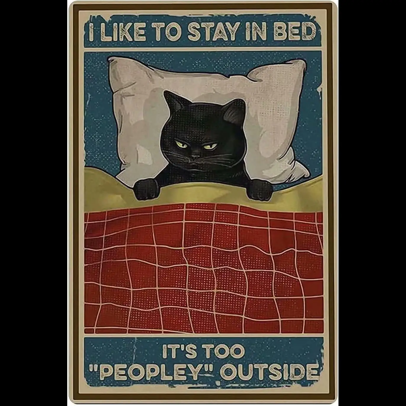 علامة قصدير معدنية سوداء ، أحب البقاء في السرير في الخارج أيضًا ، لوحة رسم ، ديكور منزلي ، حانة ، كهف رجل وا ، معدن #1