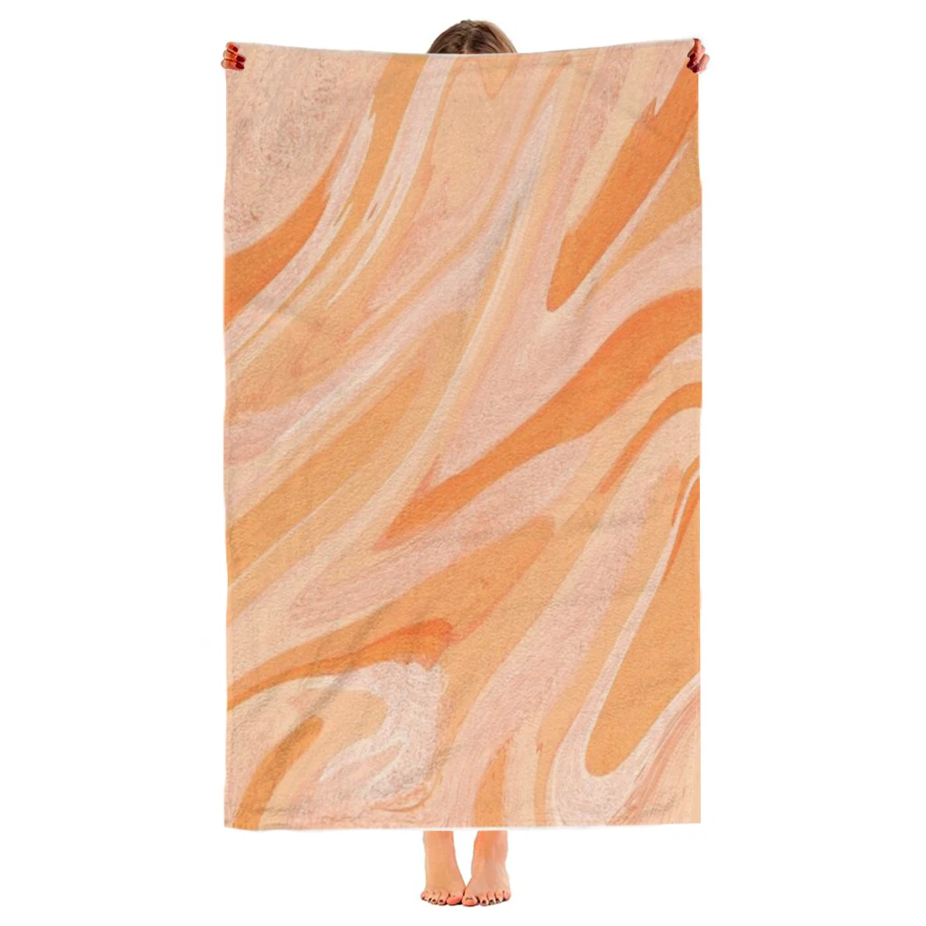 Peach Abstract Beach Towel  Poncho Bathing Towels Cover-ups Quick Dry Sand Free Yoga Spa Gym Pool