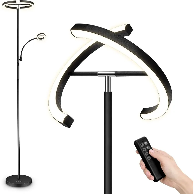 

FIMEI Split Floor Lamp Reading Light,LED Rotatable Standing Lamp Stepless Dimming 3000K-6000K Color Touch Remote Control Black