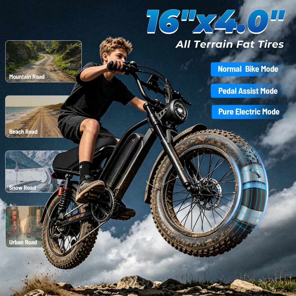 Electric Bike with Peak 2000W Motor, 600Wh Battery Electric Bicycle, Fat Tire Dirt Bike with Cruise Control, 55 Miles Moped Ebike that Suitable for Small Riders & Teenagers image 6