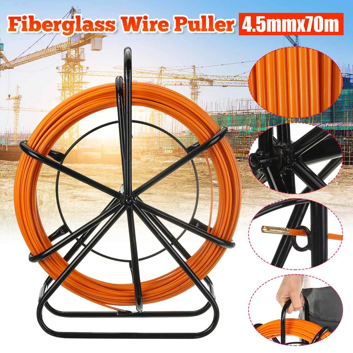 Fiberglass Wire Cable Running Rod Snakes Fish Tape Electric Wire Power Cable Puller Machine Pulling Puller Guide 4.5mm 70m