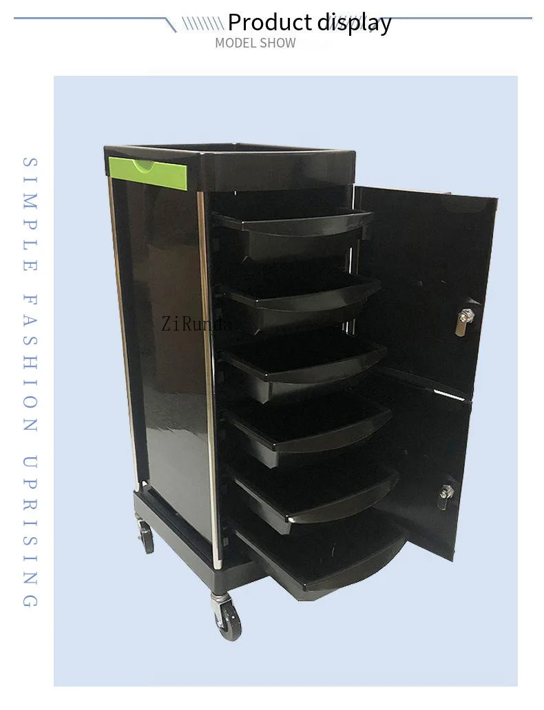 عربة صالون الشعر البلاستيكية PP، عربة أدوات متعددة الوظائف لصالون الحلاقة، عربة من ست طبقات مع قفل باب #6