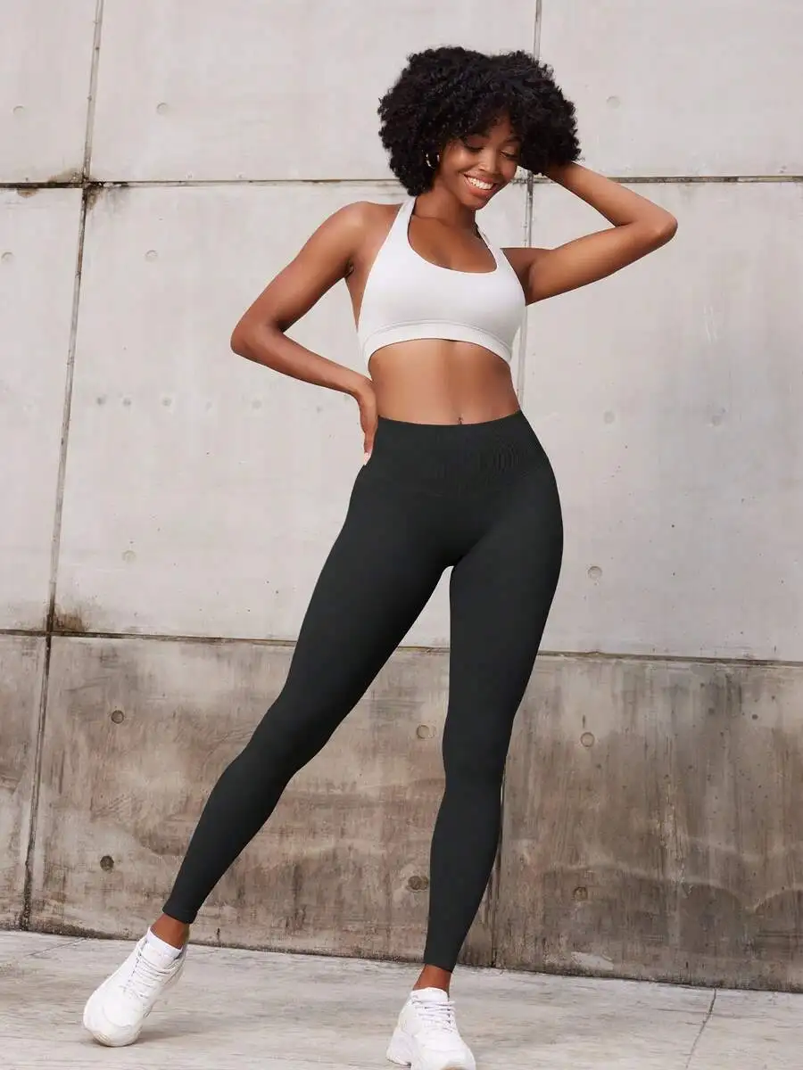 

High Waist Seamless Yoga Leggings Women Breathable Quick Dry Push Up Gym Workout Pants Black