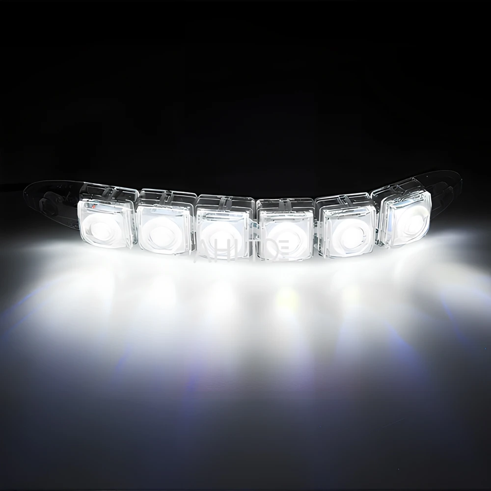 1X 자동차 범용 LED DRL 주간 주행등 유연한 6LED 화이트 방수 운전 안개등 방향지시등 자동차 스타일링 12V