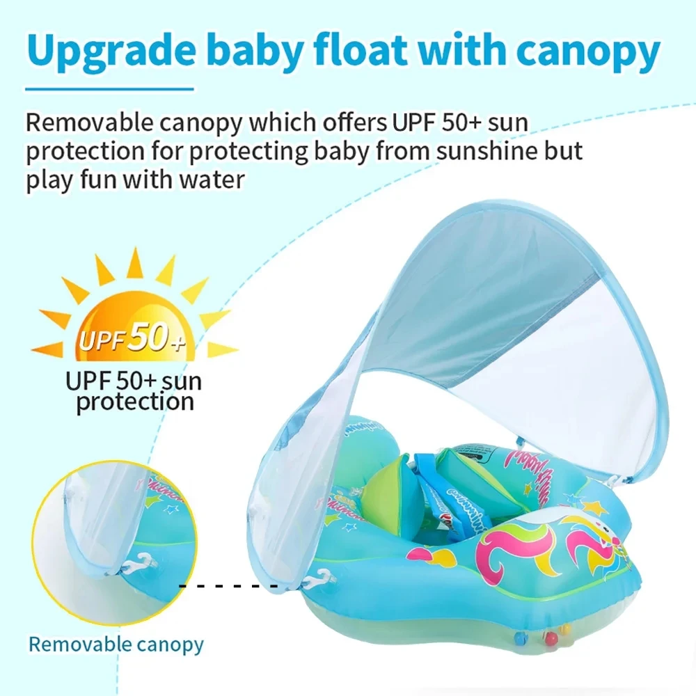 Galleggiante da nuoto per bambini con baldacchino gonfiabile galleggiante per bambini Anello da nuoto Cerchio da bagno Giocattoli estivi Anelli per bambini