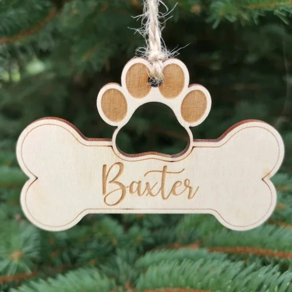 10 Stück personalisierte Hunde-Ornamente, Weihnachtsbaumdekoration, personalisiertes Weihnachtsgeschenk mit Namen für Haustiere, Weihnachtskugel-Anhänger für Haustiere