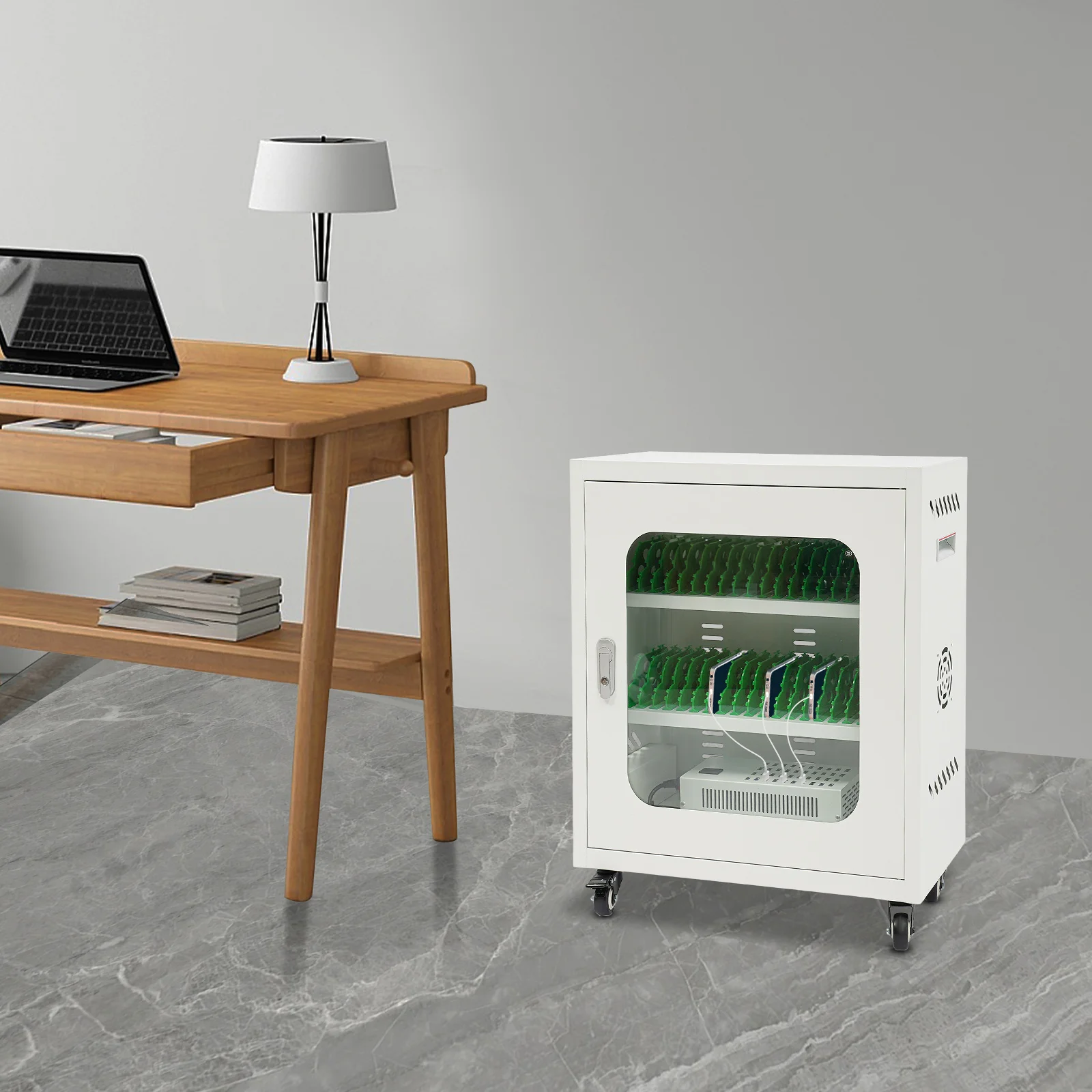 محطة شحن للهاتف المحمول متعددة الأغراض بقدرة 40 فتحة، عالية الكفاءة بقدرة 400 وات، قفل باب من الزجاج المقسى، متنقل وآمن #6