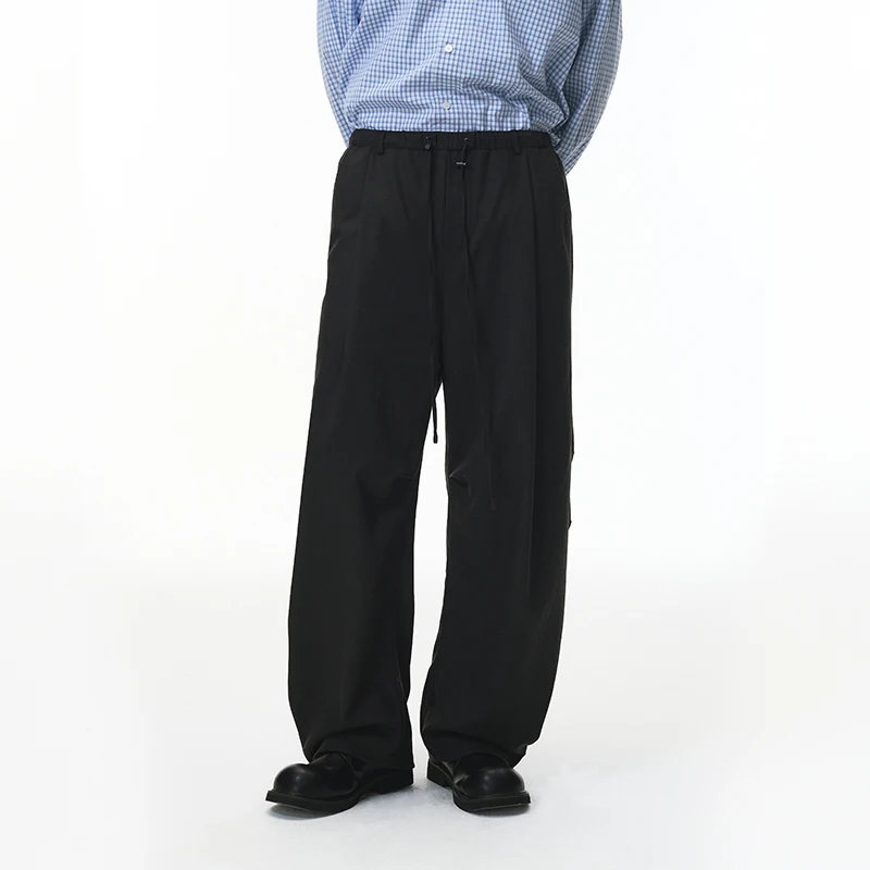 INFLATION Pantaloni a gamba larga in lino da uomo 2025 Pantaloni casual americani autunnali Pantaloni alla moda in tinta unita con vestibilità rilassata