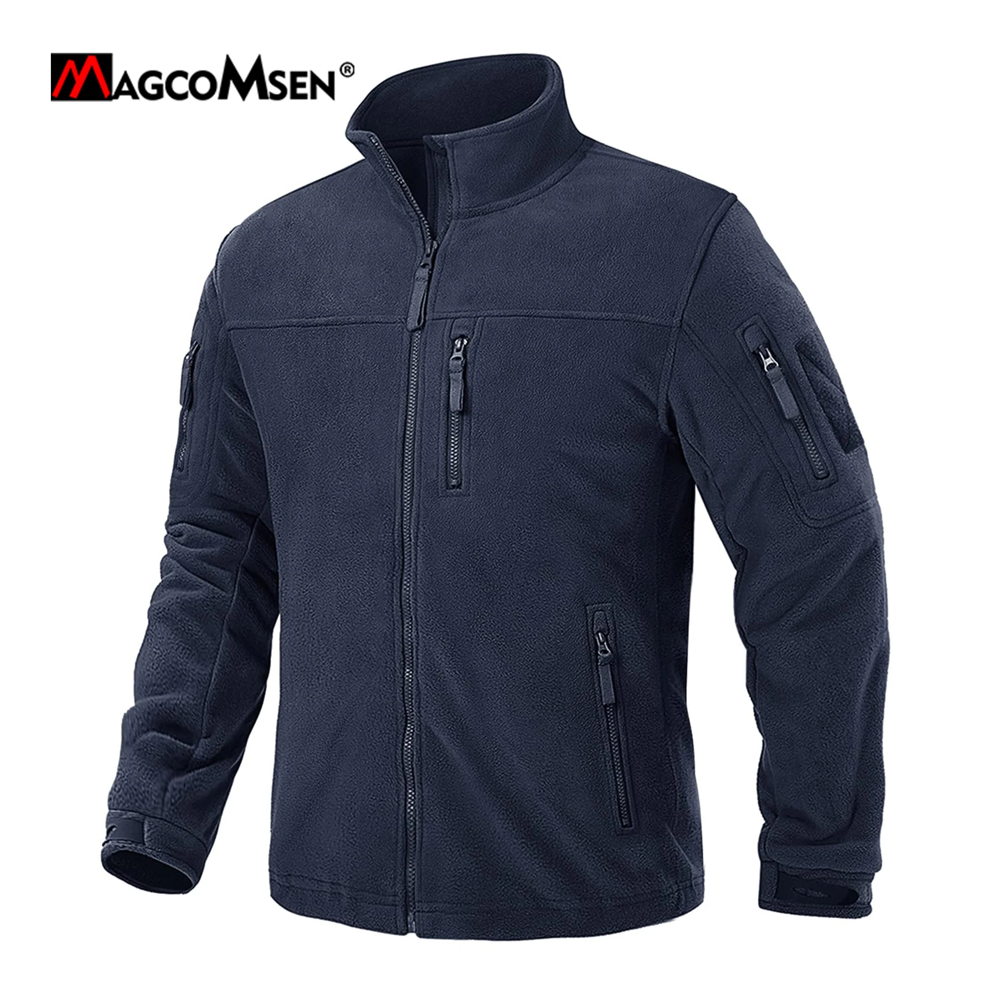 MAGCOMSEN Men's Fleece Jackets Fall Winter Cold Weather Thermal Tactical Jackets Windproof Full Zip Jackets Field Work Outwear