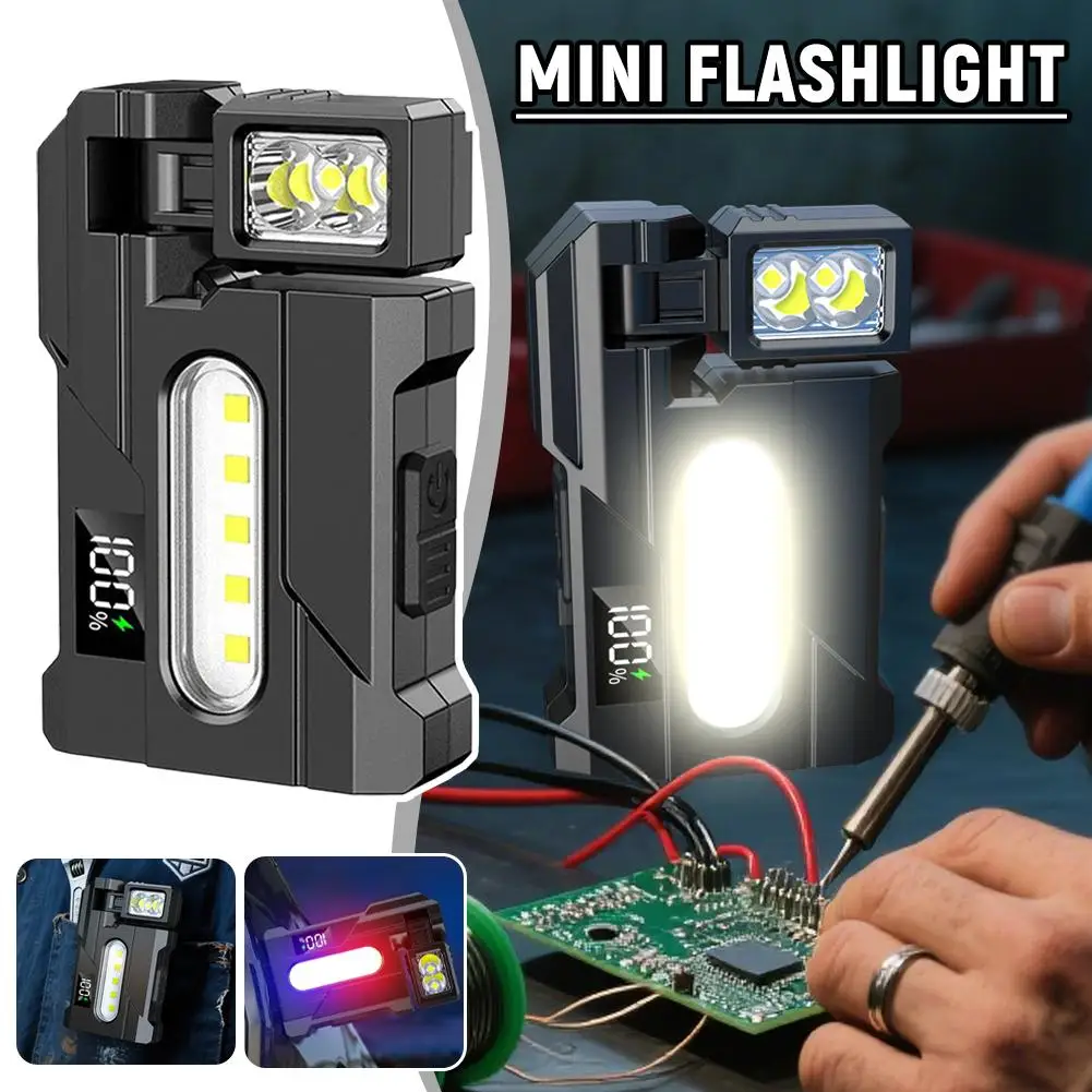 

EDC Flashlight 1200Lumens Portable Pocket Mini Light Double Light Sources Flashlight For Outdoor Camping Hiking