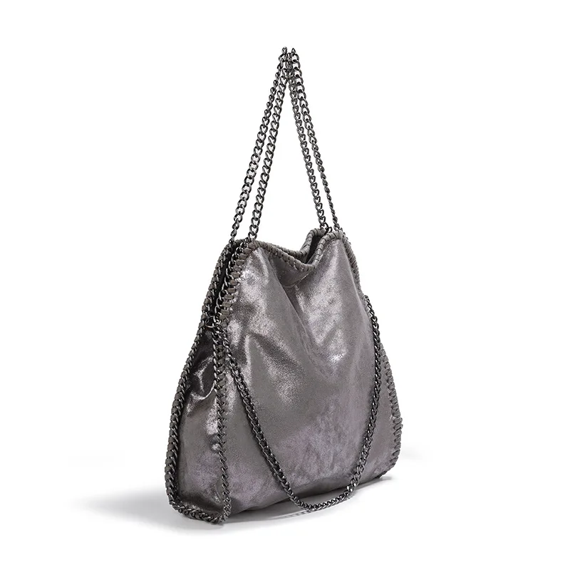Mode frauen Kette Schulter Tasche Vintage Große Kapazität Umhängetasche Weibliche Faltbare Einfarbig Handtaschen Einkaufstaschen – Detail 14