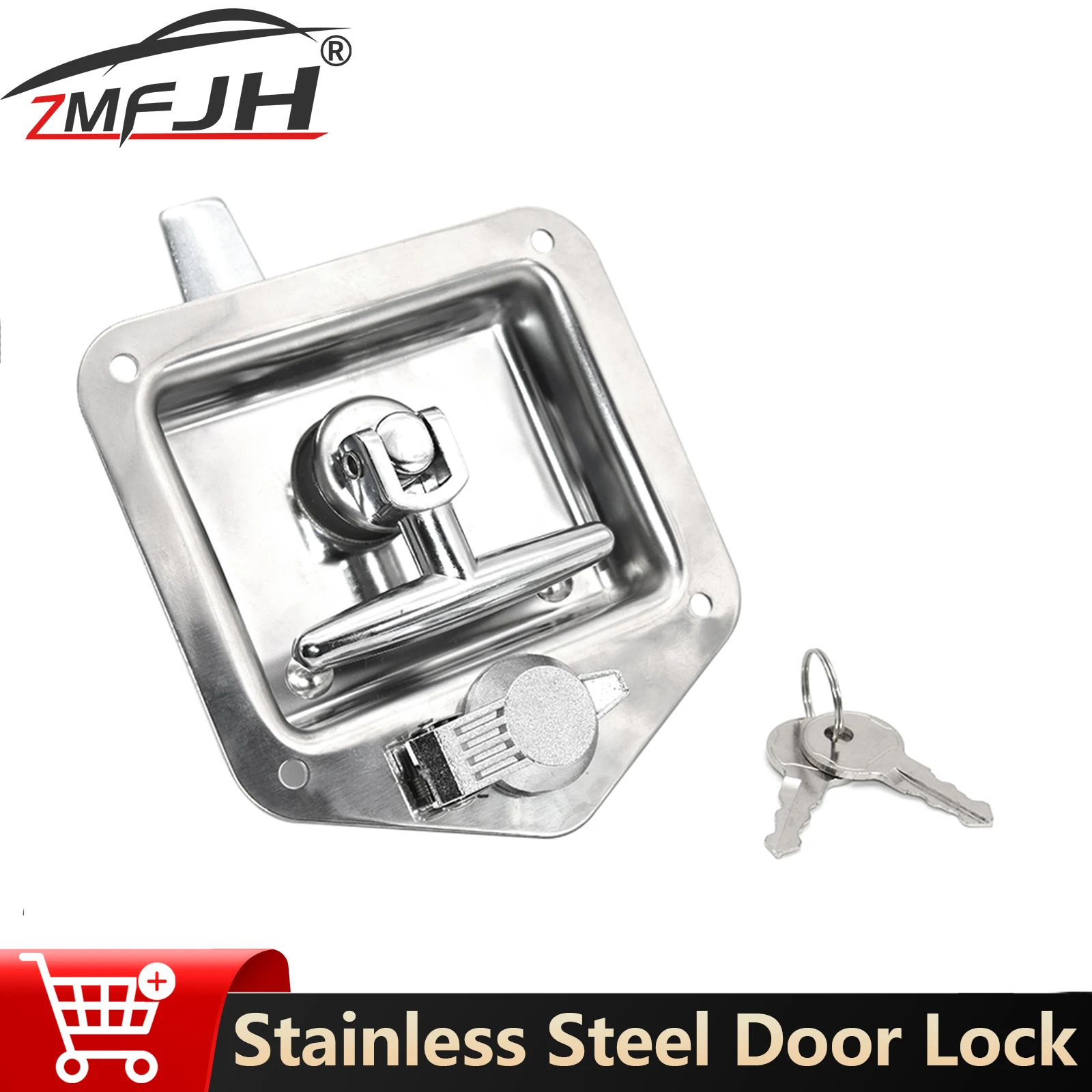

1 шт., замок с ручкой из нержавеющей стали для автофургона, дверной замок, замок для ящика для инструментов, замок для прицепа, грузовика, яхты, аксессуары для дверного замка прицепа