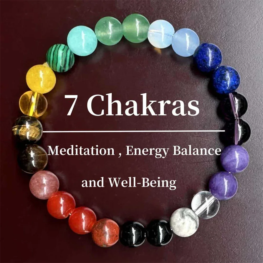 7 Chakra Natural Stone Crystal Beads Bracelet for Women Unisex Energy Protection Healing Prosperity Bangle Good Luck Jewelry