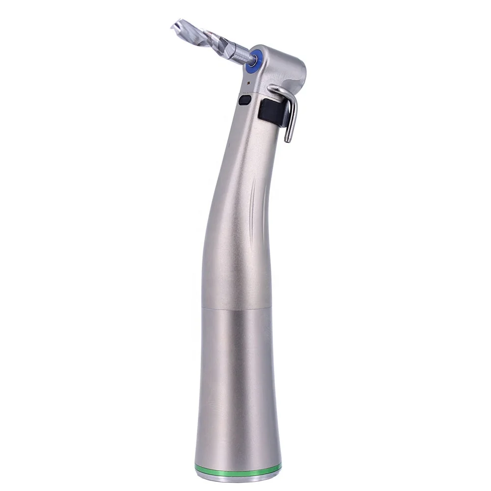 Reduction contra angle for low speed endo motor handpiece de ntal imp lant with optical fiber