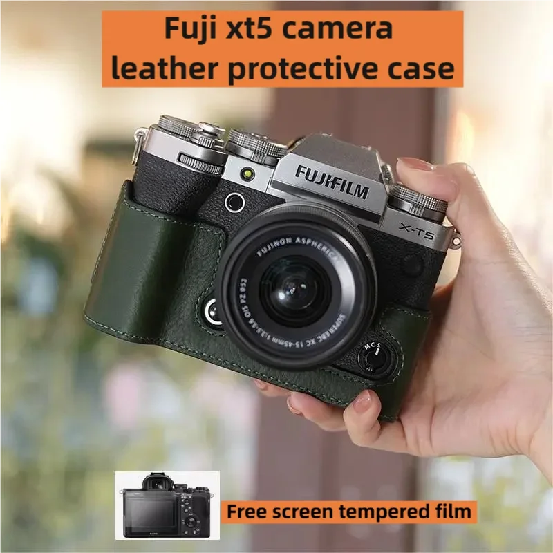 

Сумка для фотоаппарата из натуральной кожи для Fuji XT5, защитный чехол из воловьей кожи с верхним слоем, базовый ремешок, аксессуары ручной работы