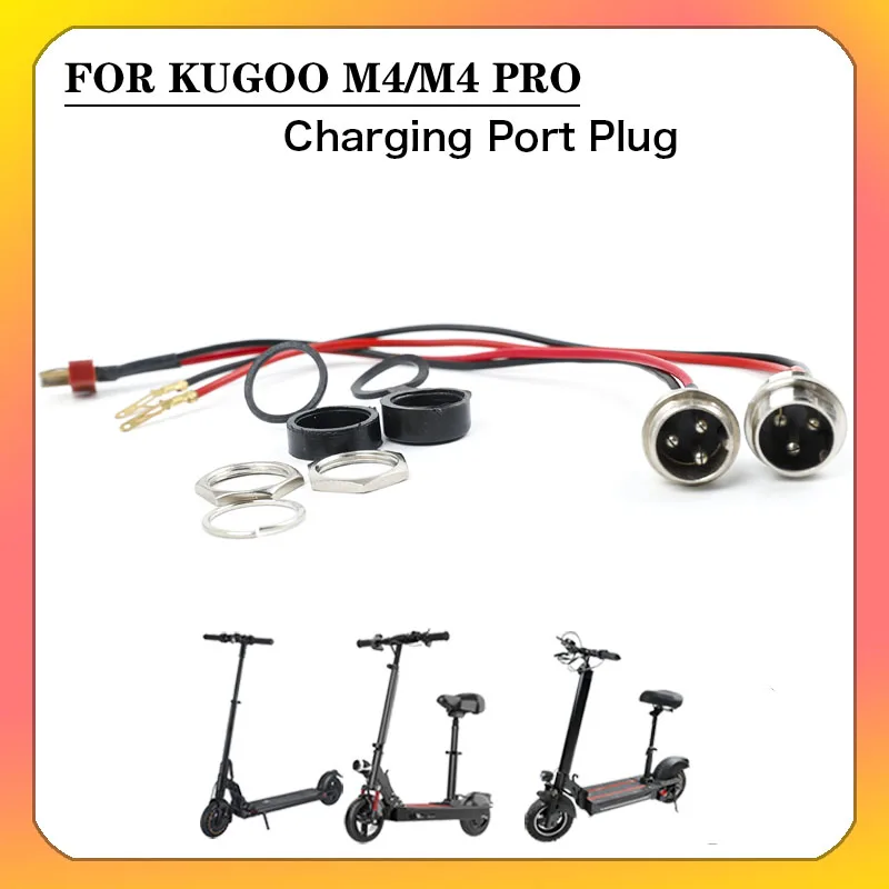 

2 Pcs Electric Scooter Parts Power Charger T-head Charging Port Plug For KUGOO M4 PRO Replacement Accessories