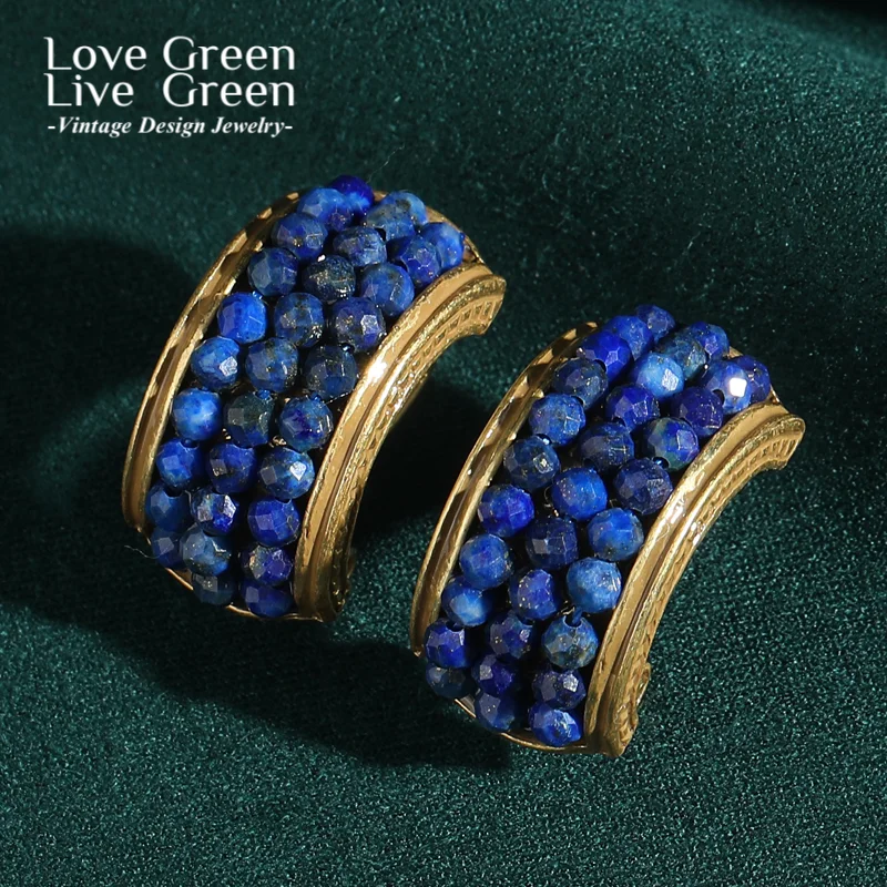 خمر اللازورد قرط الاذن المرصع C نوع الذهب اللون حجر الراين جودة فاخرة مصمم هدايا مجوهرات للنساء اتجاهات جديدة 2025