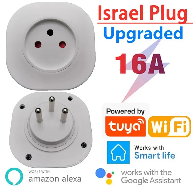 16A Israel Plug Smart Wifi Power Plug Wifi Smart Wireless Socket Outlet Work with Alexa Google Home Assistant Tuya SmartLife APP