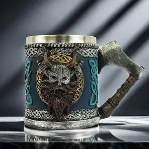 Bierbecher im Wikingerstil, Gothic Coffee Tasse, großes Fass, Tee -Bierbecher, Getränkbar, 450 ml 10 Hauptverkauf Viking Becher - №8