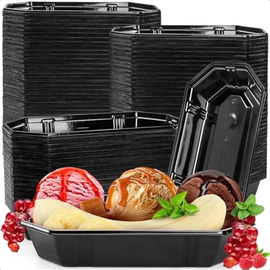 

200 Pack Disposable Banana Split Boats 12 oz Ice Cream Sundae Bowls HeavyDuty Boat Plate for Parties Concession Stands Restaura