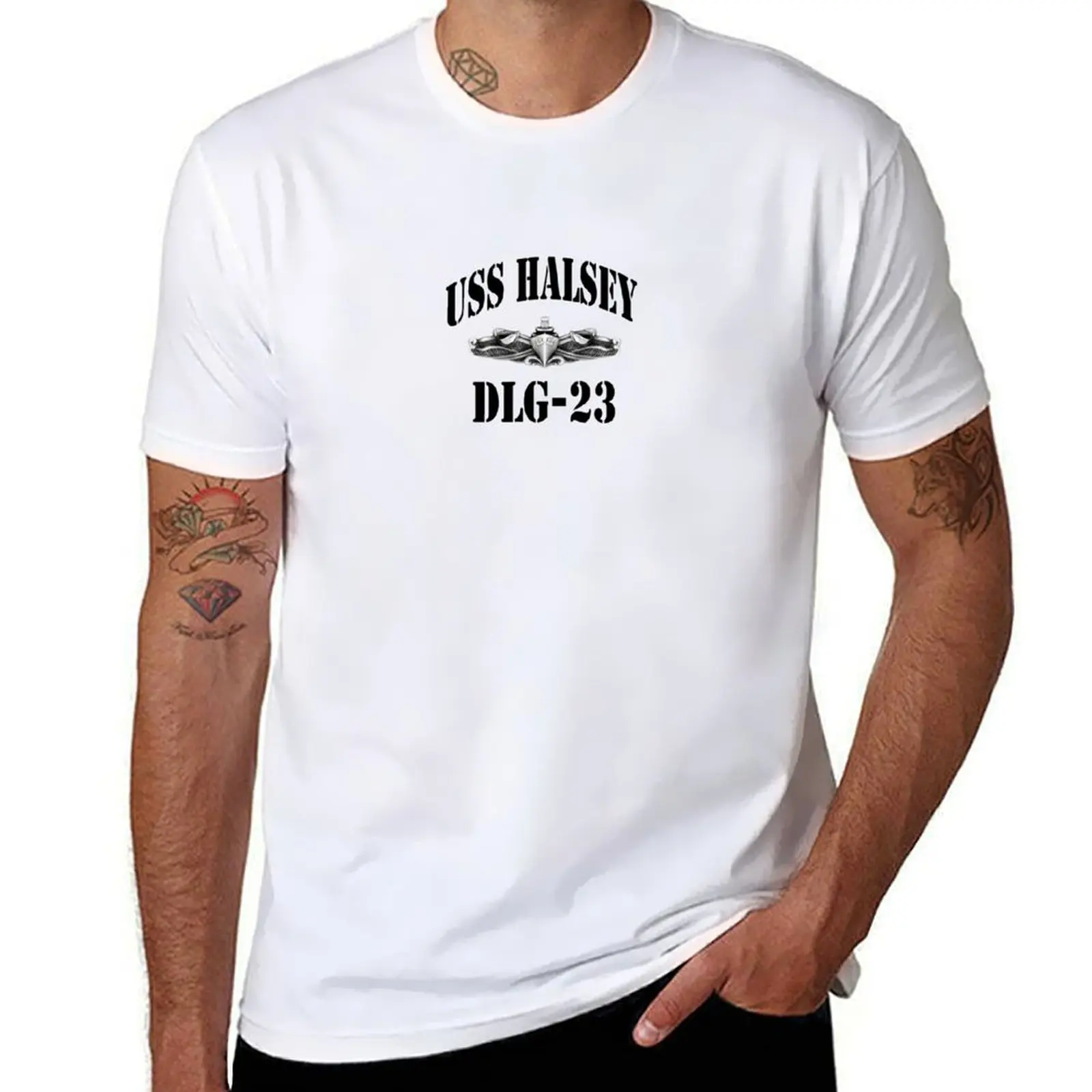 USS HALSEY (DLG-23) SHIP'S STORE T-shirt quick-drying anime plain white t shirts men