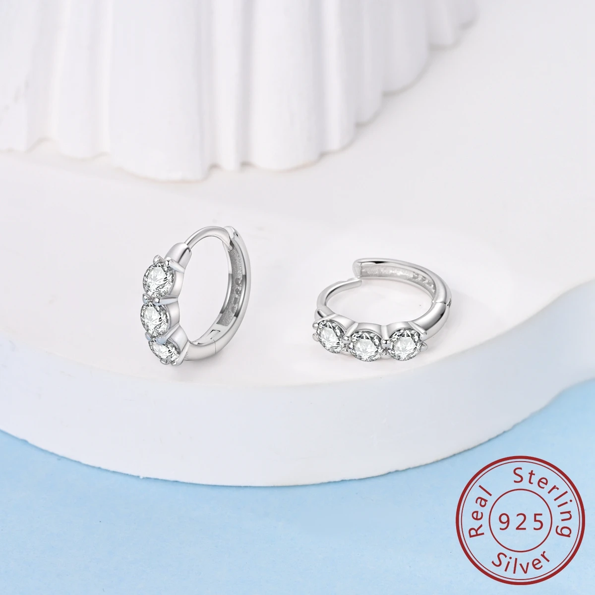 MULA 1PC 925 Sterling Silver Woman Hoop Earring Zircon Round Pendientes Fine Jewelry Gift