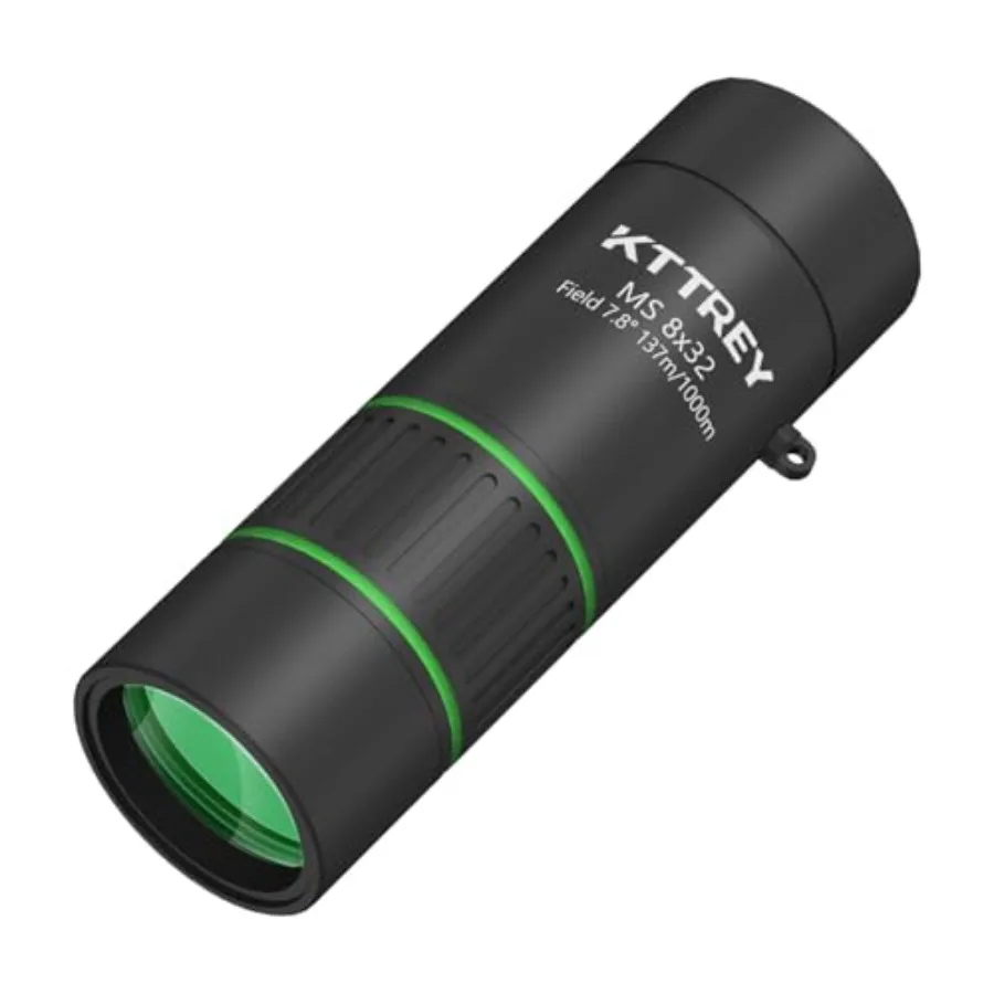 

8x32 Monocular Telescope for Adults High Power BAK4 Prism FMC Coating IPX7 Waterproof Compact Scope in Black for Bird Watching