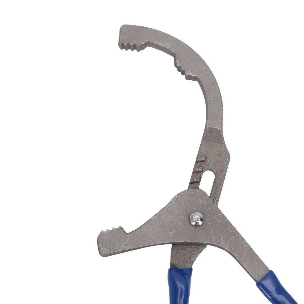9 Inch Oil Filter Wrench Large Opening Arc Jaws Toothed Jaws Adjustable Oil Filter Pliers Adjustable Blue Anti-slip Handle