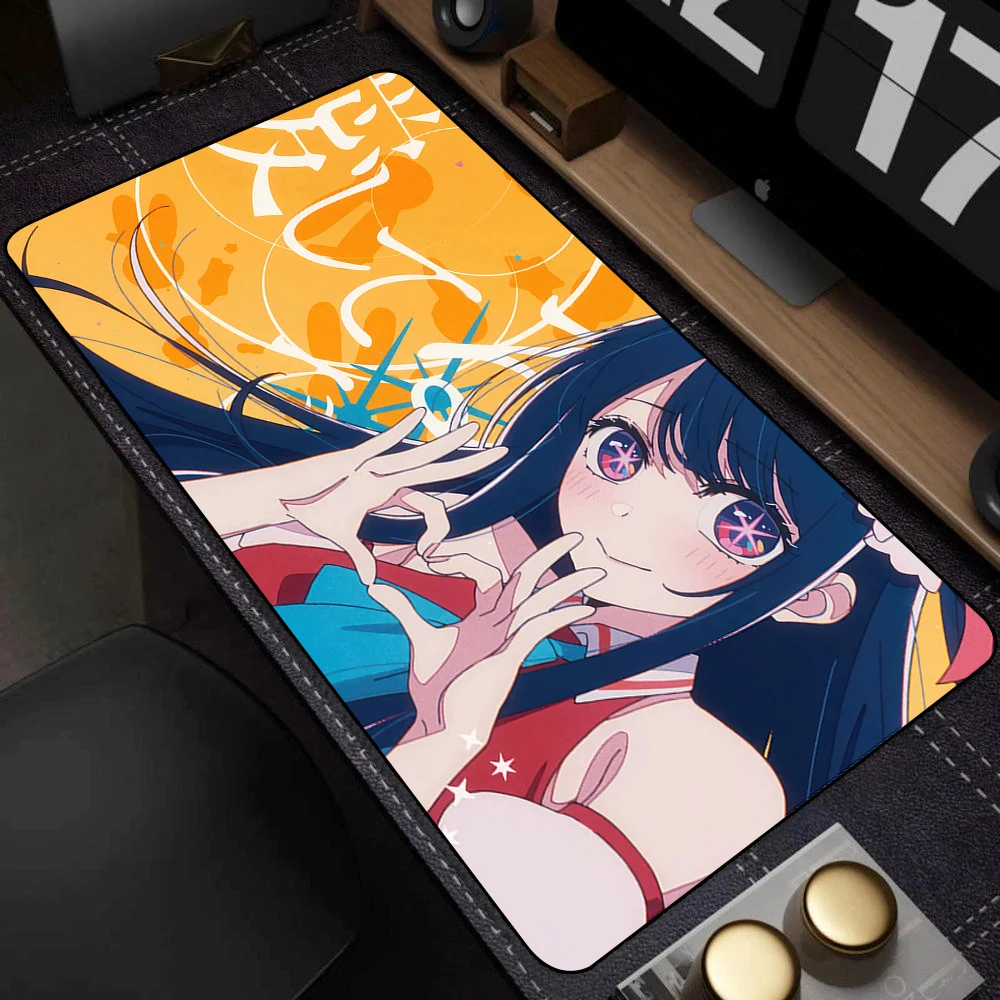 Gaming Mouse Pad, Large Desk Mat, Anti-slip, Stitched Edges, Starry-eyed Anime Gir Print, Keyboard Pad for Gaming & Home Use