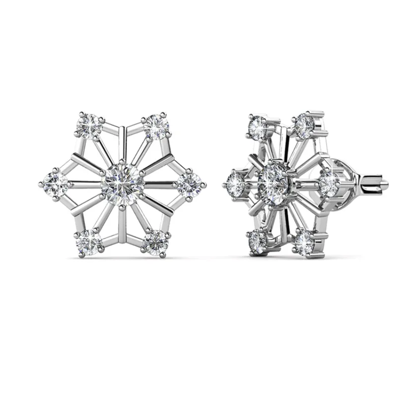 

Daisini Simple Snowflower Stud Earrings Jewelry Embellished with Premium Swarovski Crystals Quality Brass with 18K Gold Plated