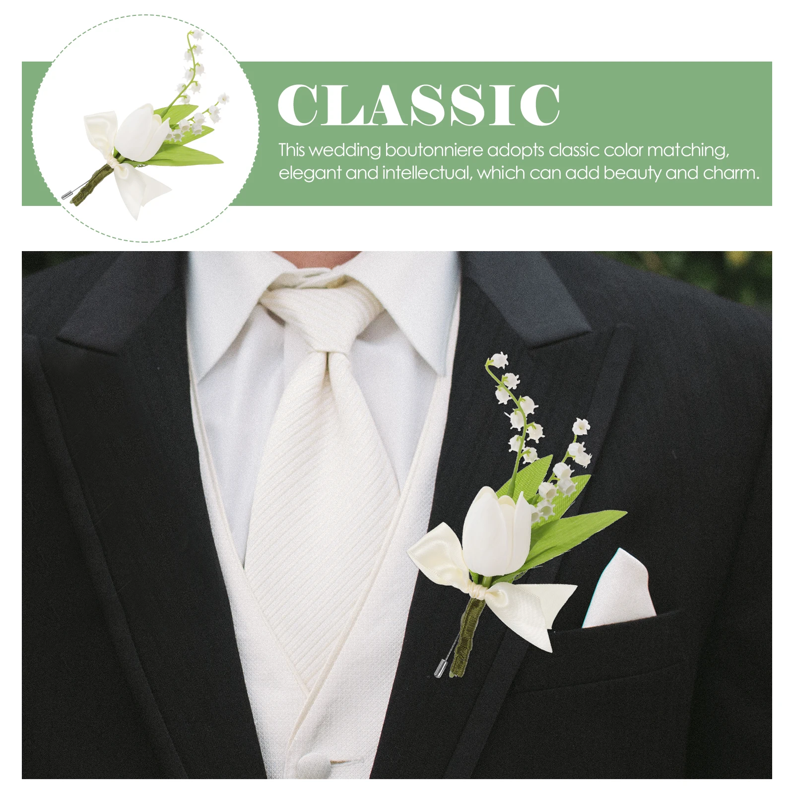 

Artificial Flower Corsage Decoration White Wedding Boutonniere Groom Bridesmaid Clothing Accessory Simulated Party