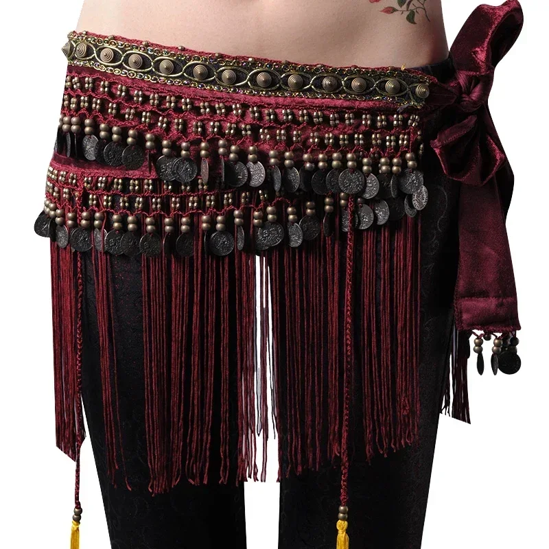 

Belt Classical Tribal Hip Belt Belly Dance Accessories Woman Clothing Dancing Hip Scarf Girls Stage Performance Red Dance