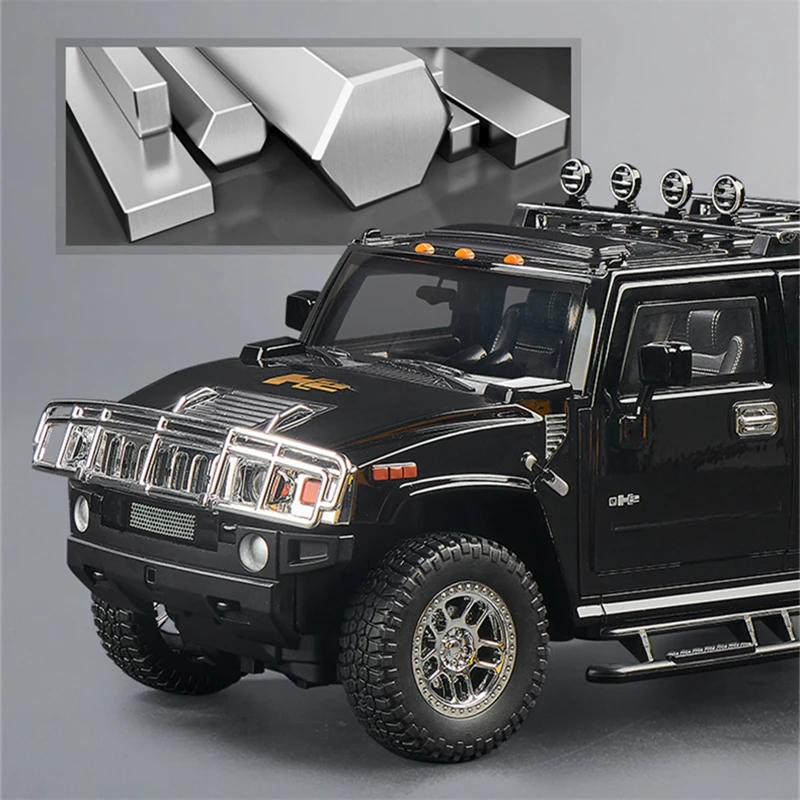 1/18 HUMMER H2 Highway 61 SUV Alloy Car Model Diecast Metal Off-road Vehicles Car Model Simulation Sound and Light Kids Toy Gift