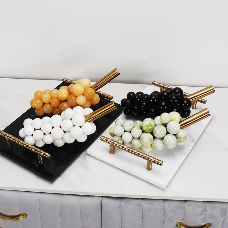 Adorno de uva de imitación de mármol de lujo, luz europea, modelo para habitación, hotel, sala de estar, mesa de centro, decoración suave