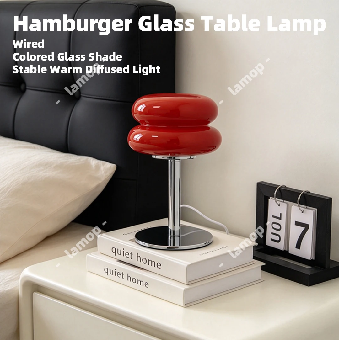 Double-layer Egg Tart Girly Ins-style Lamp Bauhaus Bedside Lamp, High-end Simple Ambient Vintage Lamp for Living Room & Bedroom