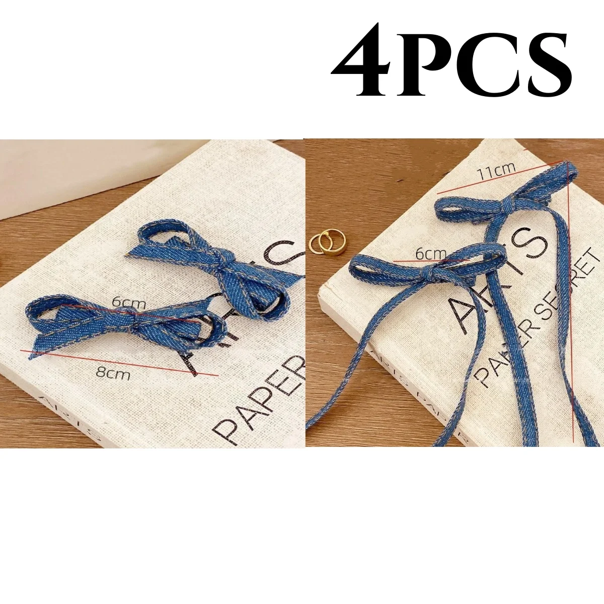 2/4/6PCS Blue Denim, Schleife, Mode, Pferdeschwanz, Band, Entenschnabel-Clip, Kopfschmuck, Pony Shattered Hair Side Clip, Haarkarten – Detail 3