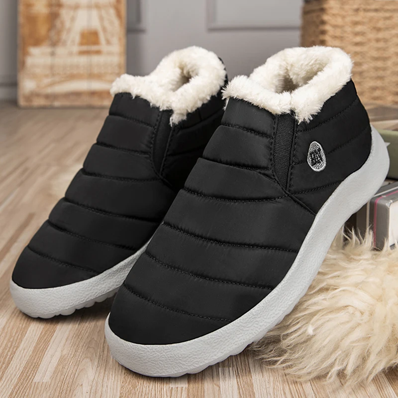 Waterproof Women Shoes Sneakers Winter 2025 Flat Shoes For Women Slip On Platform Sneakers Thick Fur Loafers Mujer Shoes Woman