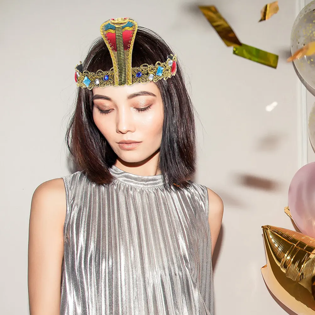 1Set Egyptische Stijl Slang Haarband Props Kostuum Hoofdtooi met Armbanden voor Halloween Party Cosplay Accessoire Vrouwen Decor