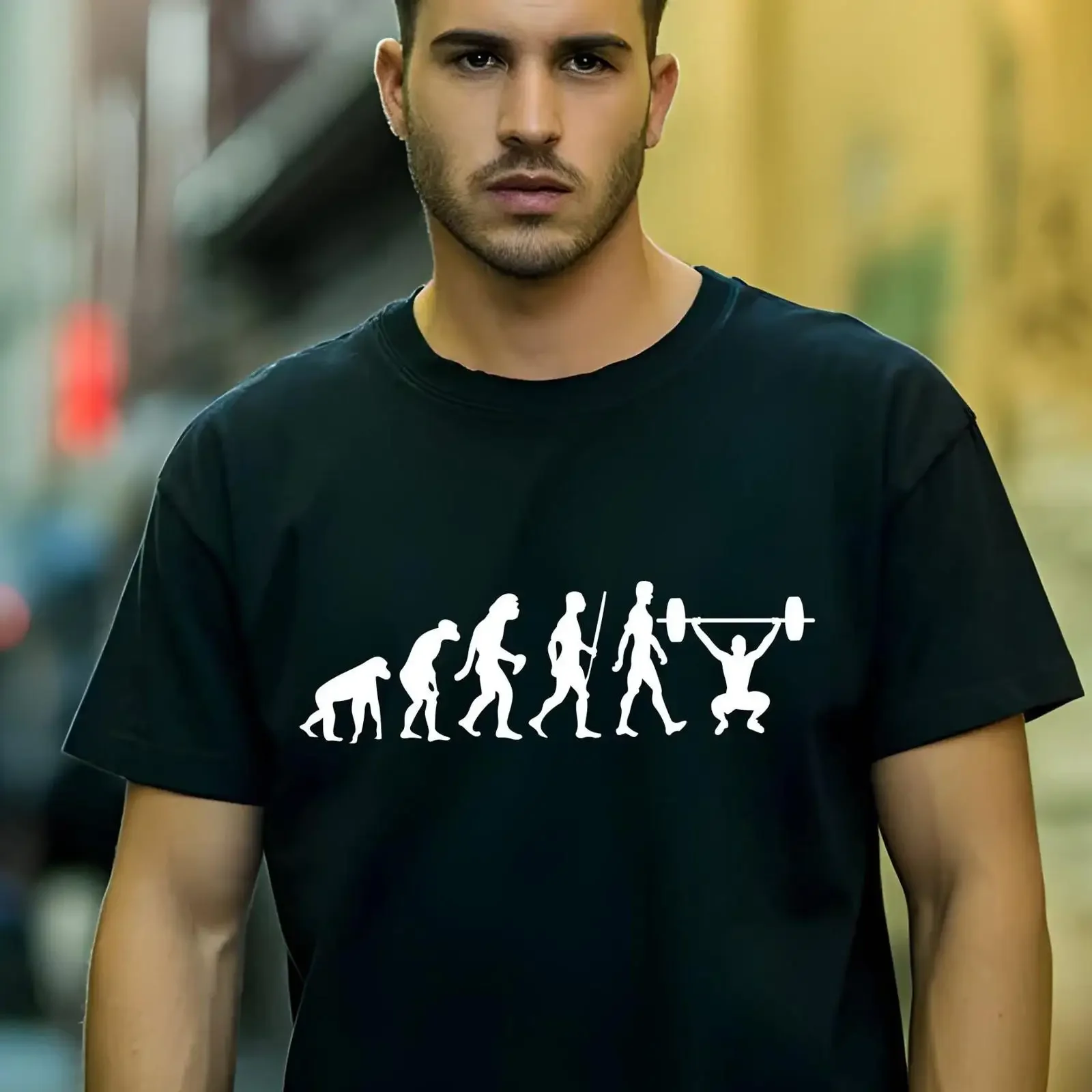 T-shirt de musculation Evolution Bodybuilder, idéal pour la gym et l'haltérophilie, cadeau de Noël vintage, délavé, extensible, polyvalent, graphique, confortable